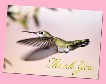 Printable Thank You Flying Hummingbird Photo Card - Print Your Own Greeting Card - Digital Photo Greeting Cards