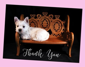 Digital Download Printable Westie Puppy Thank You Card - Print Your Own Dog Greeting Card - Digital Photo Greeting Cards for Dog Lovers