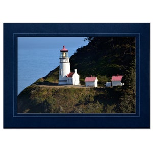 Oregon Lighthouse Photo Stationery Note Card - Heceta Head Lighthouse Photo Cards Blank Inside - Lighthouse Lover Beach Card