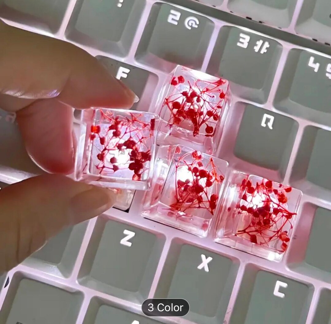 Artisan Resin Keycaps With Floral Design – Custom Mechanical Keyboard ...