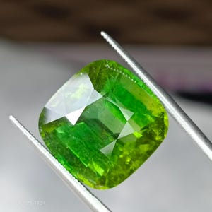 17 Carat Green Tourmaline Gemstone: Cushion Cut, Kunar Afghanistan