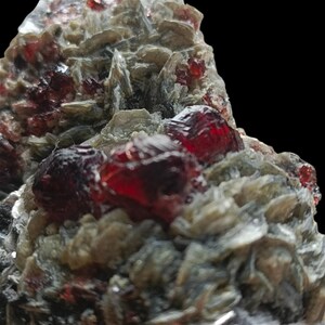 149 Grams Etched Red Almandine Garnet Mineral specimen with Mica crystal - Home Decor Crystals
