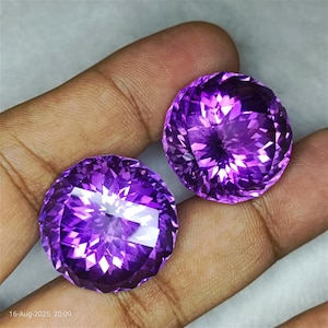 128 Carats Deep Purple Amethyst Pair - Elegant Gemstones for Custom Fine Jewelry - Designer Cut Jewelry Stones
