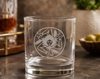 Sicilian Trinacria Engraved Whiskey Glass, Sicilian Heritage Gift, Sicily Barware