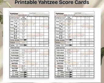 Fogli segnapunti Yahtzee stampabili in PDF – Tema auto d'epoca, 2 schede segnapunti per pagina, stampabili per serate di gioco, download immediato, pagine 8,5×11