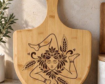 Tabla de pizza de bambú grabada Trinacria siciliana