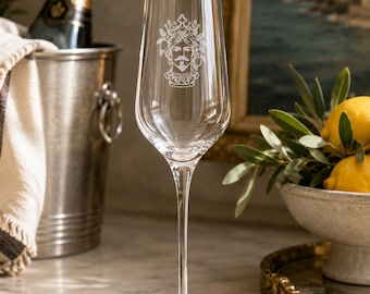Testa di Moro Uomo Engraved Champagne Flute, Sicilian Heritage Gift