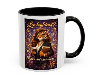 Leo Boyfriend Zodiac Tiger Illustration Mug | Astrology Coffee Cup