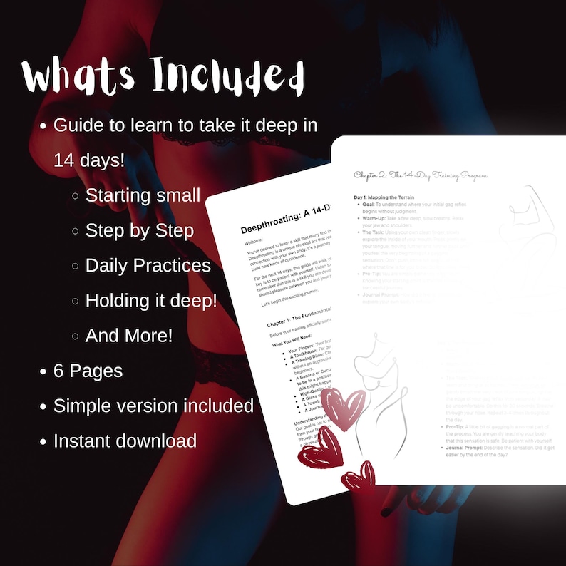 Guide till deepthroatträning för nybörjare | 14-dagars utmaning för att lära sig deepthroat | Guide till vuxensex i PDF-format, kinky instruktioner för par bild 2