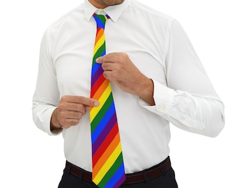 Vibrant Rainbow Pride Necktie: LGBTQ+ Statement Accessory for Celebrations, Formal Events & Parties