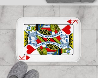 King of Hearts Bath Mat: Fun Casino Theme Bathroom Decor