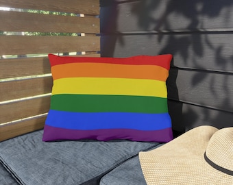 レインボープライドフラッグ柄アウトドアクッション｜LGBT装飾クッション