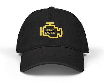 Gorra de mezclilla bordada con el logo del motor: regalo para el auto.