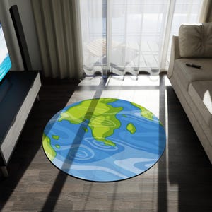 Tapis rond sur le thème de la terre, décoration d'intérieur confortable, tapis inspiré de la nature, cadeaux pour les amoureux de la nature, tapis de sol respectueux de l'environnement
