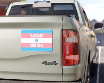 トランスジェンダーの権利を訴える車用マグネット、LGBTQ平等を訴えるマグネット、人権活動、プライドフラッグのデカール、社会正義啓発ステッカー、レインボーバンパー