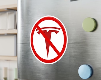 Calcomanía de vinilo anti-Tesla "Elon se volvió loco": divertida calcomanía circular para parachoques de autos y portátiles