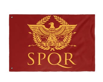 SPQR ローマ鷲旗 両面旗 | ローマ帝国の旗、赤金の紋章