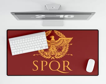 SPQR Roman Eagle Desk Mat | Burgundy & Gold
