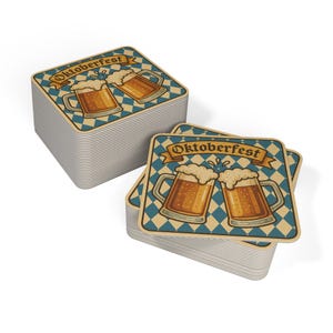Oktoberfest Coasters Set - Beer Lover&#39;s Drinkware, Party Favors, Bar Decor, German Festival, Unique Gift Idea, Home Essentials