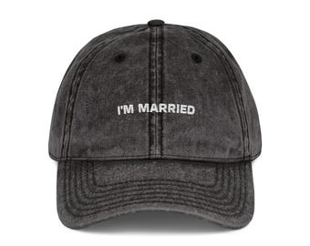 ヴィンテージ「I'M MARRIED」刺繍入りキャップ、結婚祝い、野球帽、婚約パーティー、カップルアクセサリー、楽しいブライダル