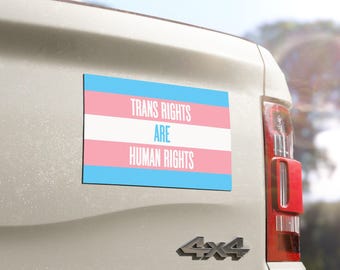 Trans Rights Car Magnet, LGBTQ Equality Magnet, Human Rights Activism, Pride Flag Decal, Social Justice Awareness Sticker, Rainbow Bumper