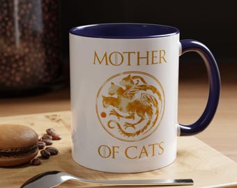 Mother of Cats Accent Coffee Mug | Cat Lover Mug, Fantasy Inspired