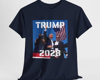 Trump 2028 Unisex Heavy Cotton Tee - Political Campaign Election Apparel, Patriotic Conservative Shirt, USA President Supporter Top,