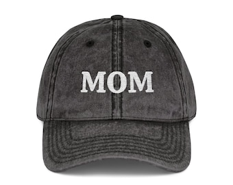MOM embroidered vintage cap | distressed baseball hat | mother typography