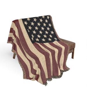 Vintage Amerikanische Flagge Gewebte Decke, Vaterländischer Überwurf | USA Sterne Streifen
