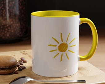 イエローサン イラストアクセント コーヒーマグ | 11オンスまたは15オンス