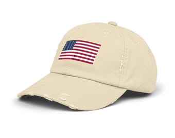 Distressed USA Flag Cap, Vintage American Baseball Hat