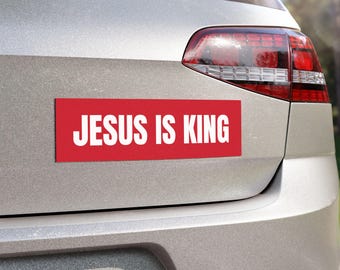 Imán para coche "Jesús es Rey", calcomanía religiosa, decoración inspiradora, regalo cristiano, calcomanía para vehículo con mensaje religioso