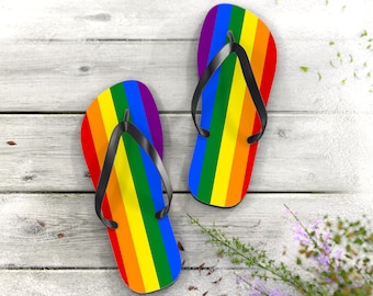 Pride Flip Flops: LGBTQ Rainbow Beach Sandals