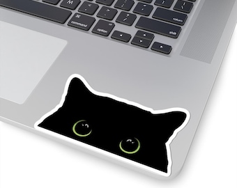 Pegatinas troqueladas de cara de gato, calcomanías para laptop y botellas de agua, regalos para amantes de los gatos, decoración para amantes de las mascotas, divertidos accesorios para el hogar.