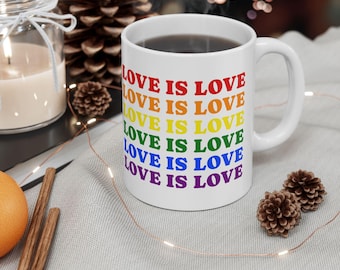 愛は愛 プライドフラッグ セラミックマグ | LGBTレインボーマグ