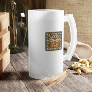 Frosted Glass Beer Mug with Oktoberfest Design, Perfect Gift for Beer Lovers, Personalized Pub Décor, Wedding Party, Celebration Mug, [...]