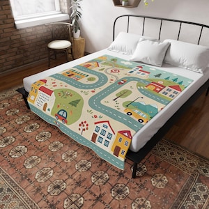 Kuschelige Fleece-Decke für Kinder, skurrile Landkarte Design, perfekt zum Spielen, Baby-Dusche-Geschenk, Kinderzimmer-Deko, Camping, Reisen