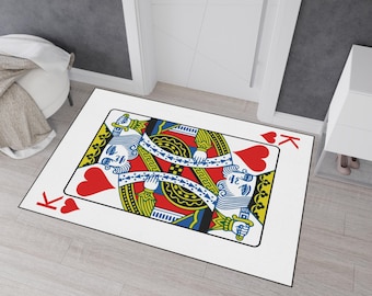 Tapete King of Hearts: decoração para sala de jogos, tapete de entrada durável
