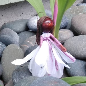 White and purple  Flower Fairy,  Fairy doll, fairy,  Garden fairy, Waldorf Doll, bendy doll