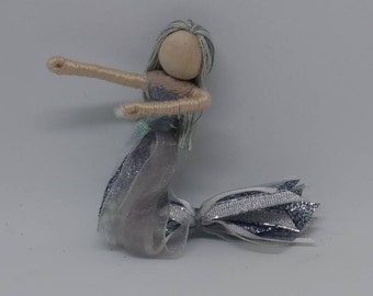 New!  Mermaid Bendy Doll by Tracys Garden Fairies -Silver tale