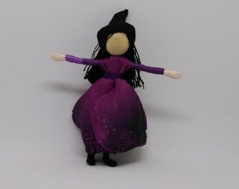 Halloween Witch, Anti Valentine Flower Fairy Doll,  Black Rose Valentine Doll, Waldorf Witch