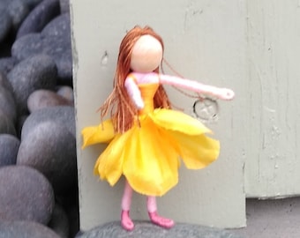 Yellow and Pink Fairy Doll - Fairy Doll, Garden fairy, Flower fairy doll, small fairy doll