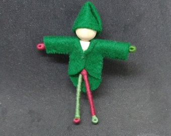 Christmas Elf - Elf Doll - Santa's helper - Waldorf doll, bendy, art, worry doll