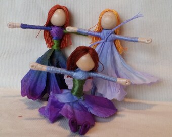Fairies and elves - Set of 3 - ornaments, Custom order - Waldorf fairy dolls, Flower Fairy Dolls