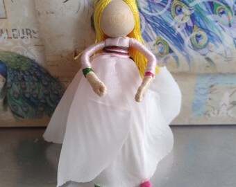 Tippy Toes Rose Fairy Doll - Art Doll, Waldorf Flower Fairy - Valentine's Fairy - soft pink