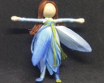 Blue Water Lily Flower Fairy, Garden Fairy, Fairy Doll, Waldorf doll, Art doll, Pixie