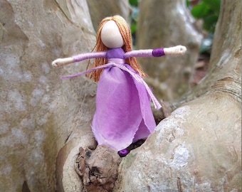 Purple Rose Fairy Doll - Art Doll, Waldorf Flower Fairy