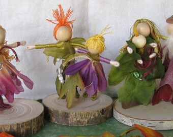 Flower Fairy Doll Family - Dollhouse Family - Parents and Children - set of 6 - Custom order
