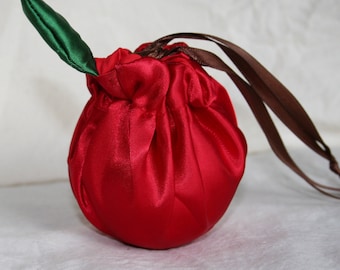 Apple drawstring bag, jewelry, wedding, teacher gift