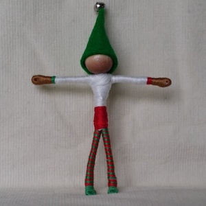 Christmas Elf - Latin Elf doll,  red and green Santa&#39;s helper - Waldorf doll, bendy, art, worry doll, art doll